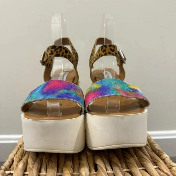 Steve Madden Prestyn Tie Dye & Leopard Platform Sandals 9 - Picture 5 of 9